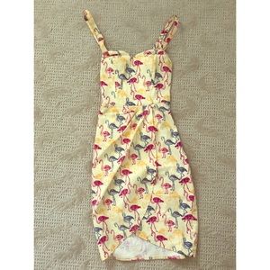 Fairy Flamingo print Collectif dress size UK10 S